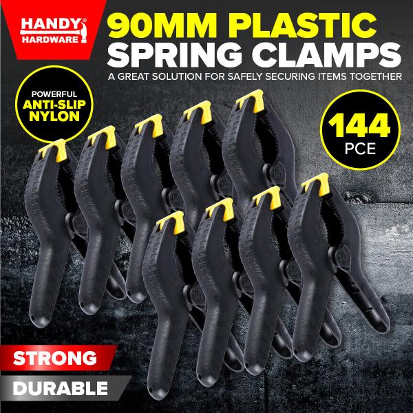 144 Pack Strong Grip Swivelling Jaws Handy Hardware Plastic Spring Clamps 9cm