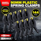 Load image into Gallery viewer, 144 Pack Strong Grip Swivelling Jaws Handy Hardware Plastic Spring Clamps 9cm
