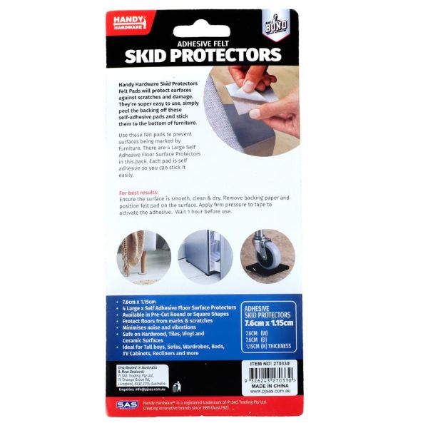 4 Pack Adhesive Felt Skid Protectors