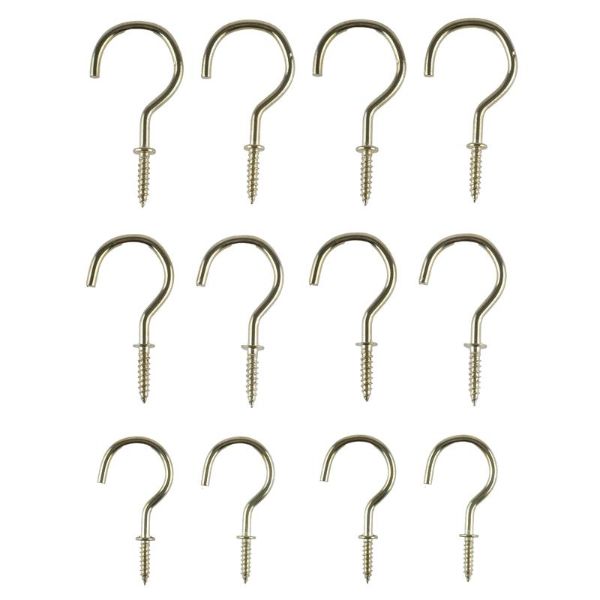 18 Pack Medium - Large Brass Cup Hooks