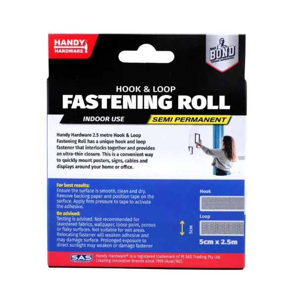 Hook & Loop Fastening Roll - 5cm x 2.5m