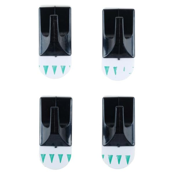 4 Pack Black Plastic Removable Hooks - 3cm x 2cm