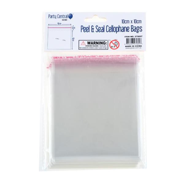 72 Pack Premium Peel & Seal Cellophane Bags - 10cm x 10cm