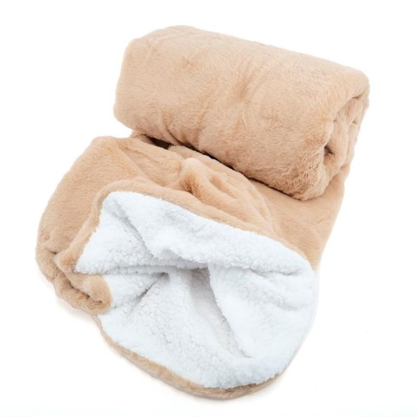 Soft & Cosy Double Layer Faux Rabbit Fleece & Sherpa Plain Colours Single Blanket - 150cm x 200cm