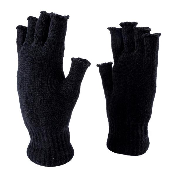 2 Pack Mens Black Thermal Heat Control Fingerless Gloves