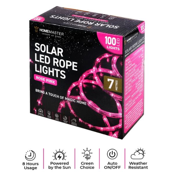 Rose Pink Led Solar Rope Light - 700cm
