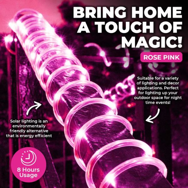 Rose Pink Led Solar Rope Light - 700cm