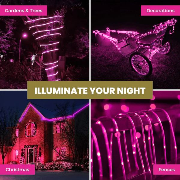 Rose Pink Led Solar Rope Light - 700cm