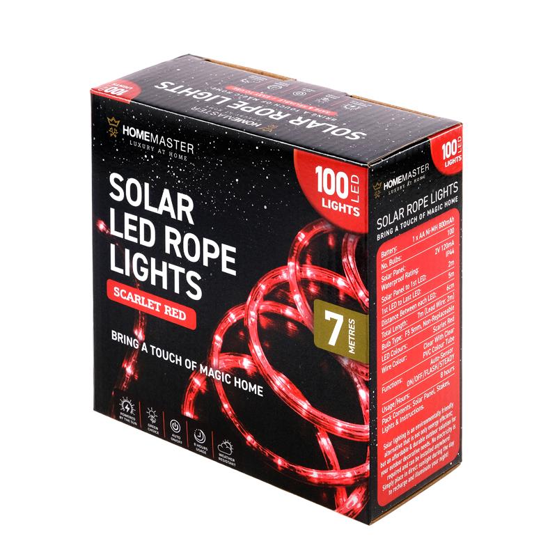 Scarlet Red Led Solar Rope Light - 700cm