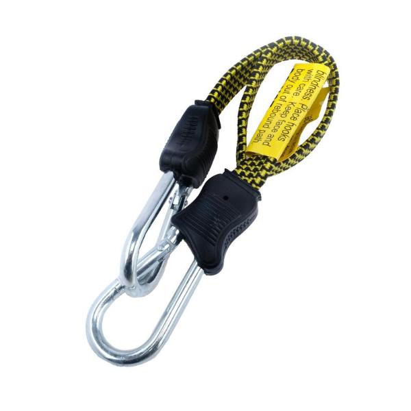 Yellow Heavy Duty Flat Bungee Cord With Carabiner - 50cm x 1.7cm x 0.4cm