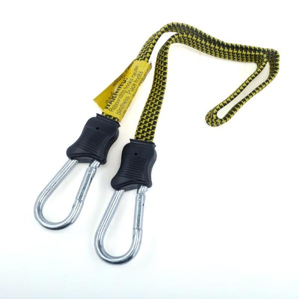 Yellow Heavy Duty Flat Bungee Cord With Carabiner - 75cm x 1.7cm x 0.4cm