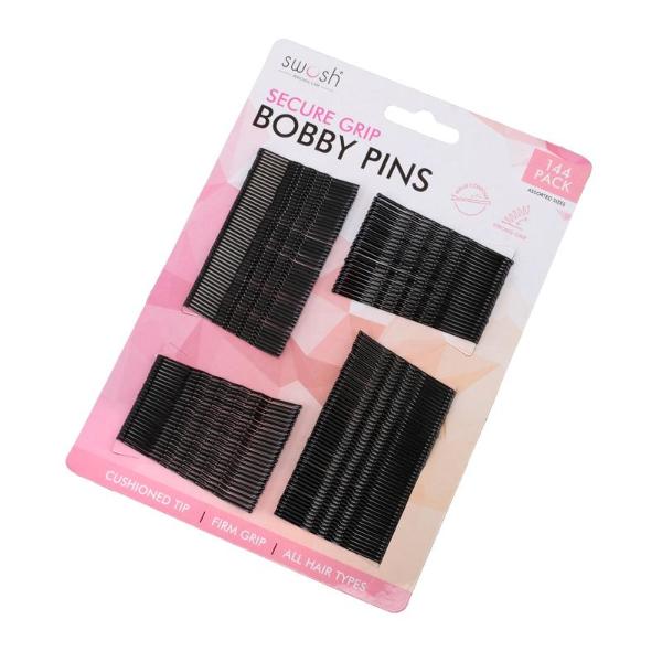 144 Pack Assorted Black Bobby Pins