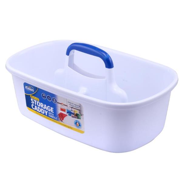 White Plastic Cleaning & Storage Caddy With Carry Handle