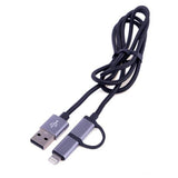 Load image into Gallery viewer, Grey Charge &amp; Sync USB A To USB C &amp; 8 Pin Polyester Cable - 100cm
