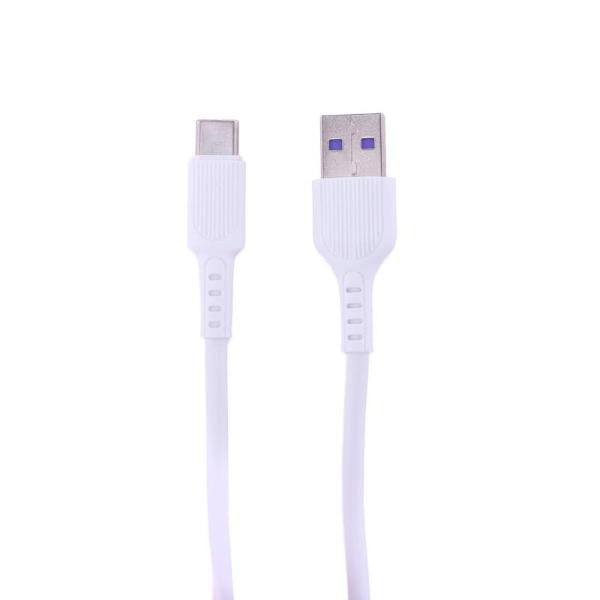 White Charge & Sync USB A To Type C PVC Cable - 200cm