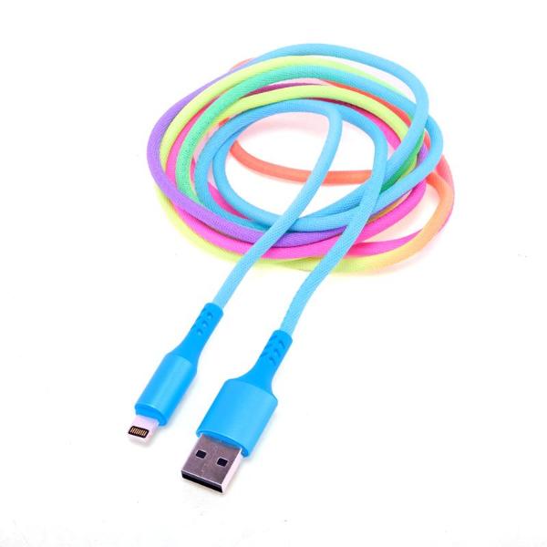 Rainbow Charge & Sync USB A To 8 Pin Polyester Cable - 200cm