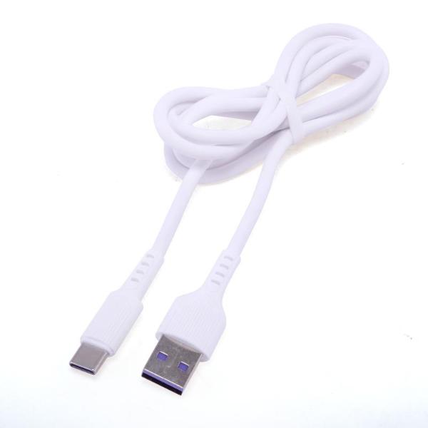 White Charge & Sync USB A To Type C PVC Cable - 100cm