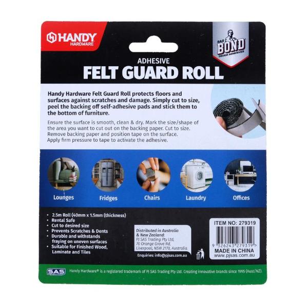 Black Felt Guard Roll - 0.15cm x 4cm x 250cm
