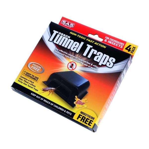 Glue Trap Tunnel Cockroach 4pk 6.7cm x 7.9cm Black & Clear Glue
