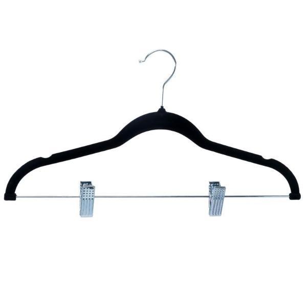 5 Pack Black Velvet Coat Hanger With Clips