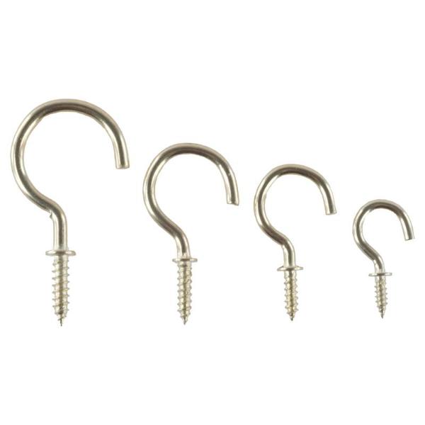 70 Pack Brass Plated Assorted Fasteners & Fixings Screw Hooks In Storage Case
