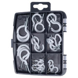 Load image into Gallery viewer, 30 Pack White PVC Assorted Fasteners &amp; Fixings Screw Hooks In Storage Case
