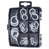 Load image into Gallery viewer, 30 Pack White PVC Assorted Fasteners & Fixings Screw Hooks In Storage Case