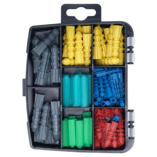 101 Pack Fasteners & Fixings Assorted Wall Plugs In Storage Case