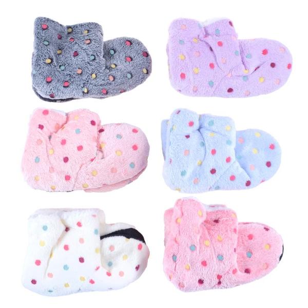 Womens Sherpa Lined Polka Dots Boots Slippers