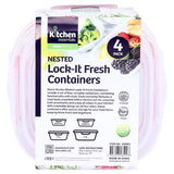 Load image into Gallery viewer, 4 Pack Square Lock It Fresh Food Container - 250ml x 650ml x 1100ml x 1700ml