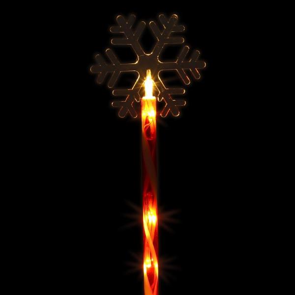 Warm White 2 Functions Snowflake With Candy Striped Pole 5 Led Solar Light Stake - 11.8cm x 10.4cm x 45cm