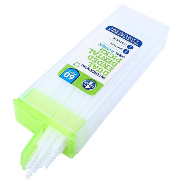 60 Pack Interdental Dual Ended Dental Picks With Bonus Travel Case