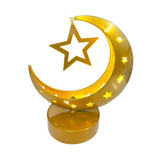 Load image into Gallery viewer, Gold Ramadan & Eid Moon Star Battery Operated Lamp - 12.5cm x 19cm