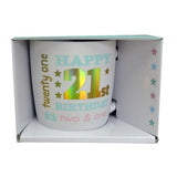 Load image into Gallery viewer, Ceramic Happy 21st White Gold Foil Mug - 350ml
