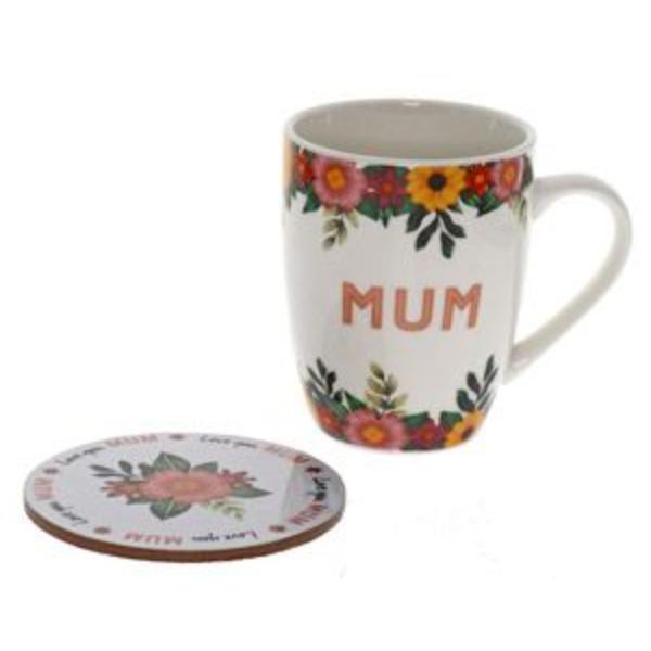 2 Pack Mum Tropic Floral Mug Coaster Set - 250ml