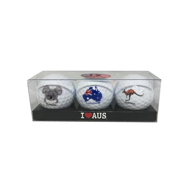 3 Pack I Love Australia Golf Balls