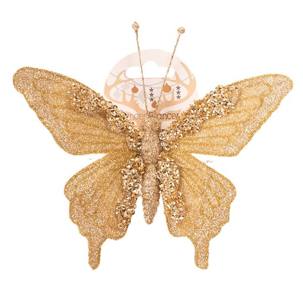 Champagne Butterfly With Clip - 17.5cm x 12cm