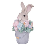 Load image into Gallery viewer, Resin Bunny In Pail With Flowers - 12.3cm x 11.2cm x 21.5cm