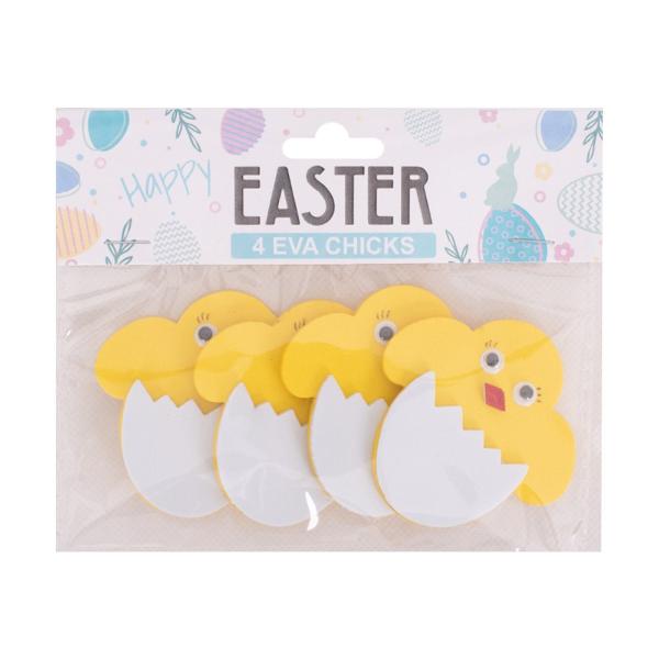 4 Pack Eva Chick In Egg - 6.1cm x 6.2cm