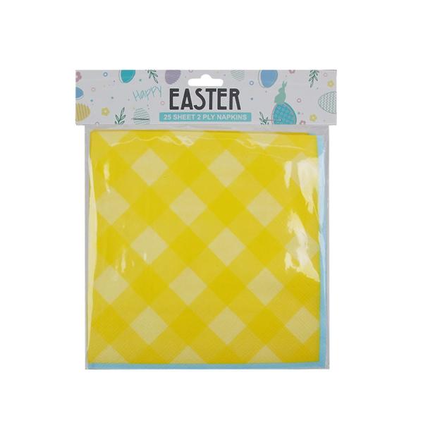 25 Pack Yellow Easter 2 Ply Napkin - 33cm