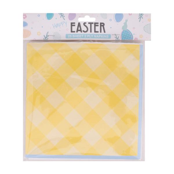 25 Pack Yellow Easter 2 Ply Napkin - 33cm