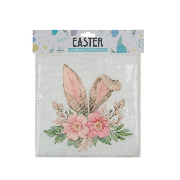 25 Pack Bunny Ears Easter 2 Ply Napkin - 33cm