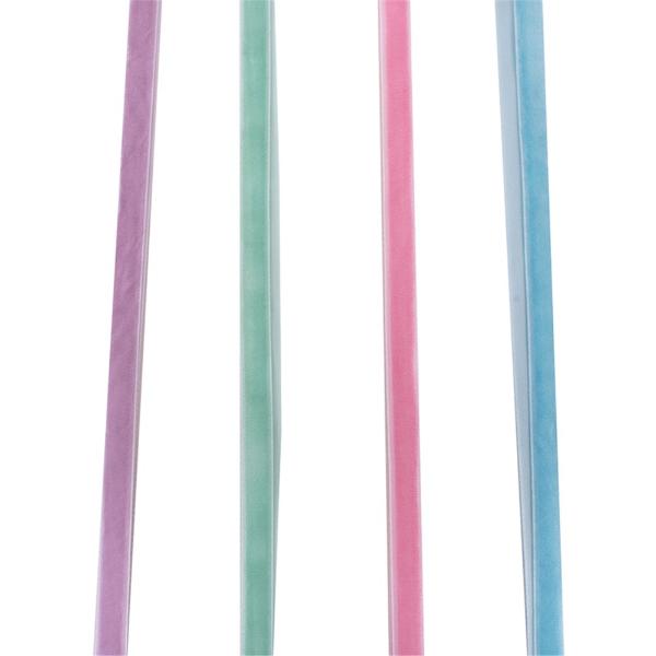 Assorted Pastel Velvet Ribbon - 1cm x 500cm