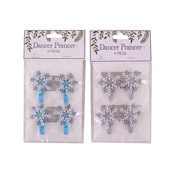4 Pack Snowflake Pegs
