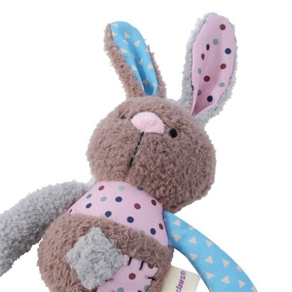 Patchy Pals Plush Bear Pet Toy With Rope - 32cm x 17cm x 6cm