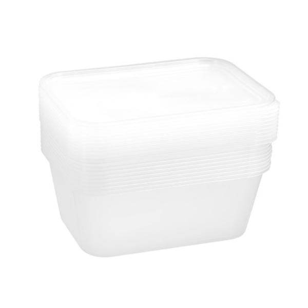 10 Pack Rectangle Reusable Food Container - 1.5L