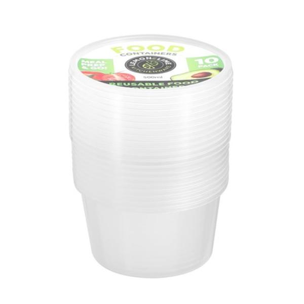 10 Pack Round Reusable Food Container - 500ml