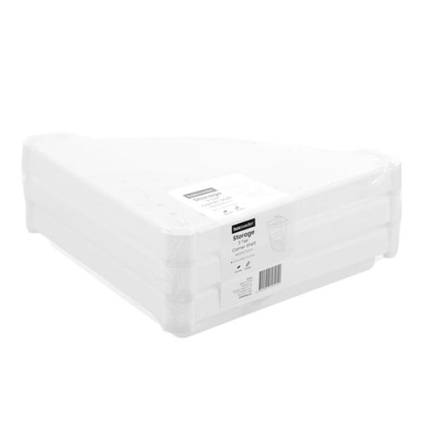 White 3 Tier Corner Storage Shelf - 44cm x 31cm x 70cm