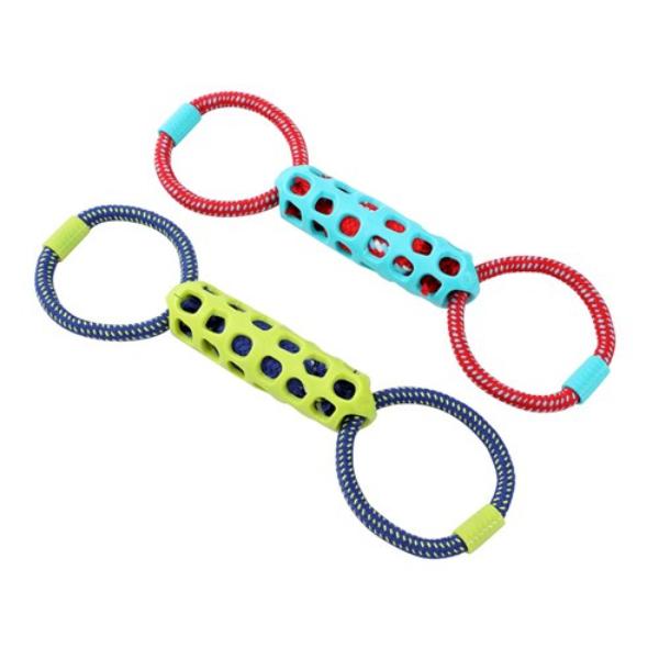 Squeak & Tug Double Tugger Tpr + Rope - 39cm x 12cm x 5cm