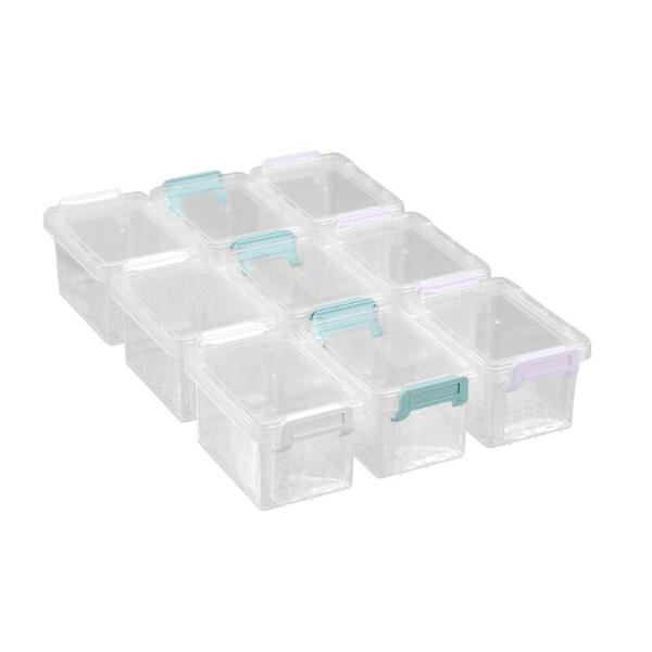 9 Pack Boxsweden Mini Storage Stackable 330ml Organiser Box - 27cm x 22cm x 13cm